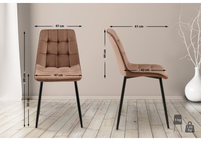 Ensemble de 2 chaises de salle à manger Gifford en velours marron