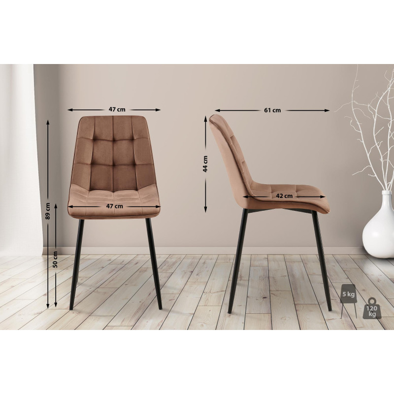 Ensemble de 2 chaises de salle à manger Gifford en velours marron