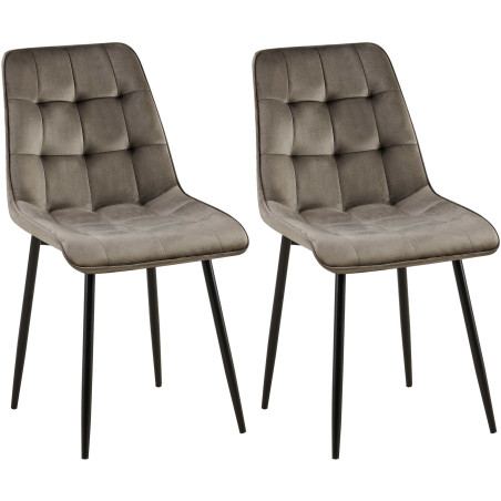 Ensemble de 2 chaises de salle à manger Gifford en velours anthracite