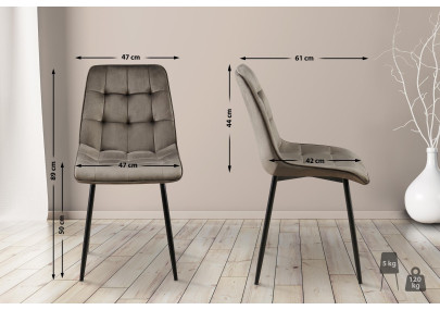 Ensemble de 2 chaises de salle à manger Gifford en velours anthracite