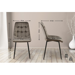 Ensemble de 2 chaises de salle à manger Gifford en velours anthracite