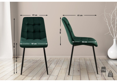 Ensemble de 2 chaises de salle à manger Gifford en velours vert