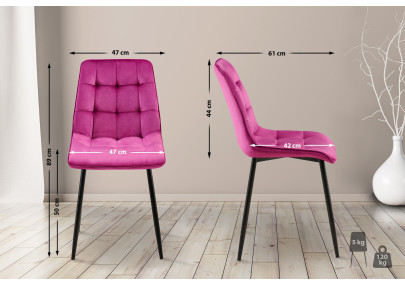 Ensemble de 2 chaises de salle à manger Gifford en velours violet