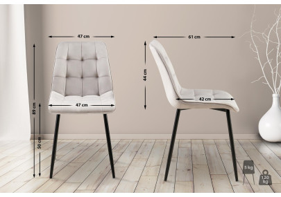 Ensemble de 2 chaises de salle à manger Gifford en velours gris