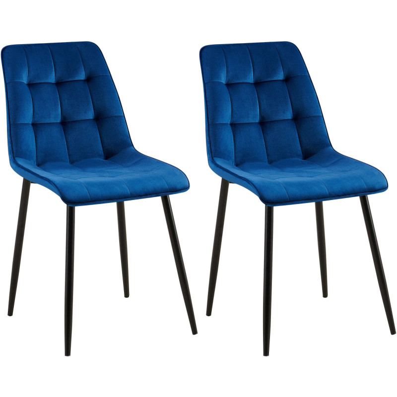 Ensemble de 2 chaises de salle à manger Gifford en velours bleu foncé