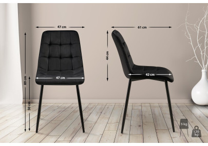 Ensemble de 2 chaises de salle à manger Gifford en velours noir