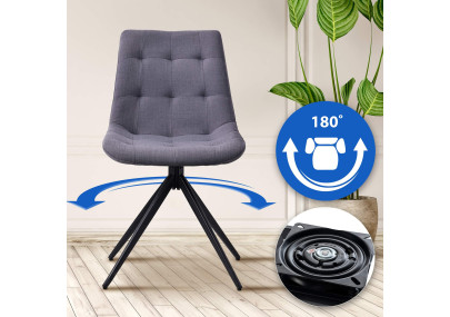 Ensemble de 2 chaises de salle à manger Merna, tissu gris foncé