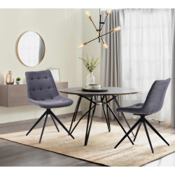 Ensemble de 2 chaises de salle à manger Merna, tissu gris foncé