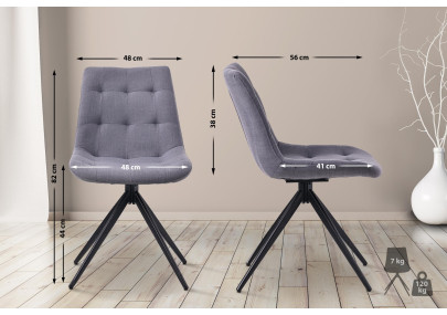 Ensemble de 2 chaises de salle à manger Merna, tissu gris foncé