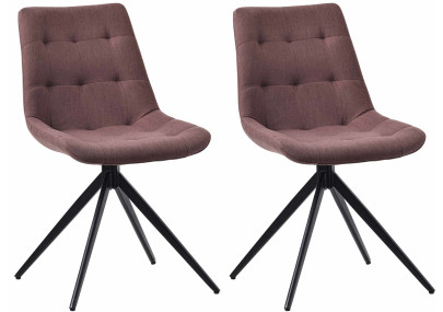 Ensemble de 2 chaises de salle à manger Merna, tissu marron