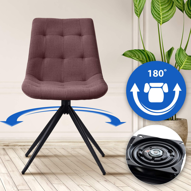 Ensemble de 2 chaises de salle à manger Merna, tissu marron