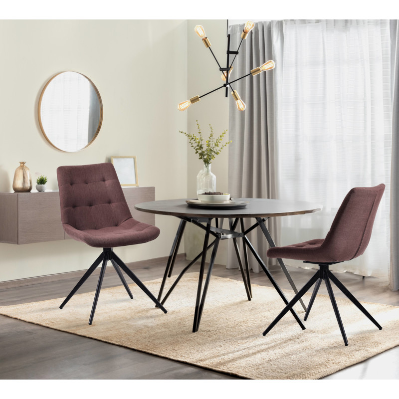 Ensemble de 2 chaises de salle à manger Merna, tissu taupe
