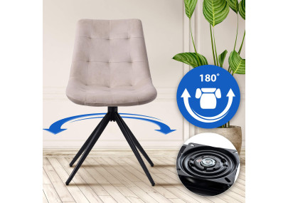 Ensemble de 2 chaises de salle à manger Merna en velours crème