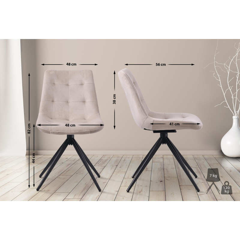 Ensemble de 2 chaises de salle à manger Merna en velours crème