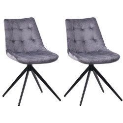 Ensemble de 2 chaises de salle à manger Merna en velours gris foncé