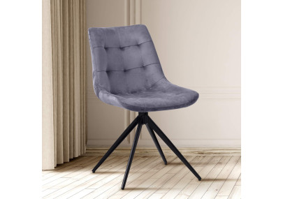 Ensemble de 2 chaises de salle à manger Merna en velours gris foncé