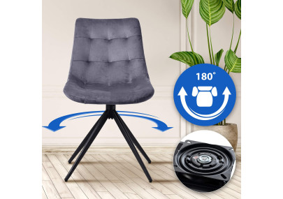 Ensemble de 2 chaises de salle à manger Merna en velours gris foncé