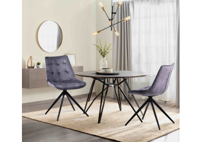 Ensemble de 2 chaises de salle à manger Merna en velours gris foncé