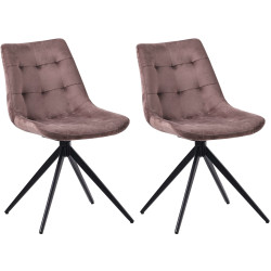 Ensemble de 2 chaises de salle à manger Merna en velours marron