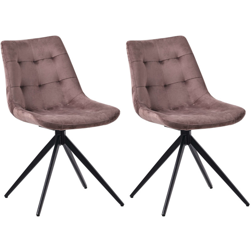 Ensemble de 2 chaises de salle à manger Merna en velours marron