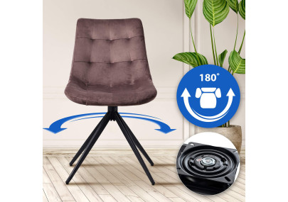 Ensemble de 2 chaises de salle à manger Merna en velours marron