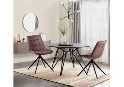 Ensemble de 2 chaises de salle à manger Merna en velours marron
