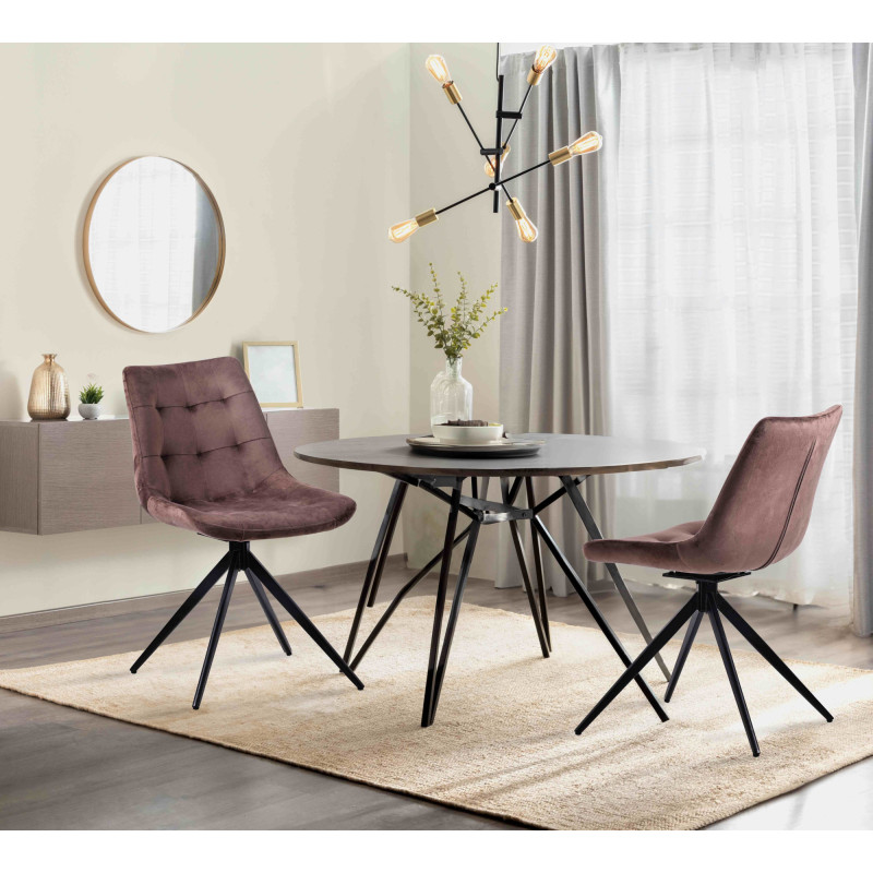 Ensemble de 2 chaises de salle à manger Merna en velours marron