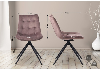 Ensemble de 2 chaises de salle à manger Merna en velours marron