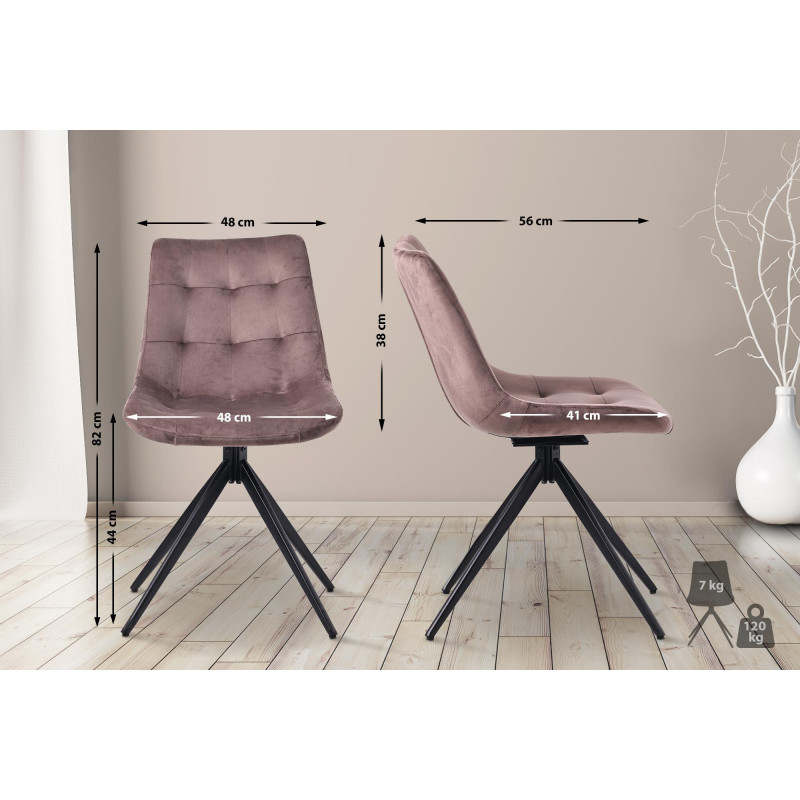 Ensemble de 2 chaises de salle à manger Merna en velours marron