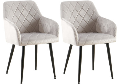 Ensemble de 2 chaises de salle à manger Monett, velours, B, gris