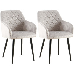 Ensemble de 2 chaises de salle à manger Monett, velours, B, gris