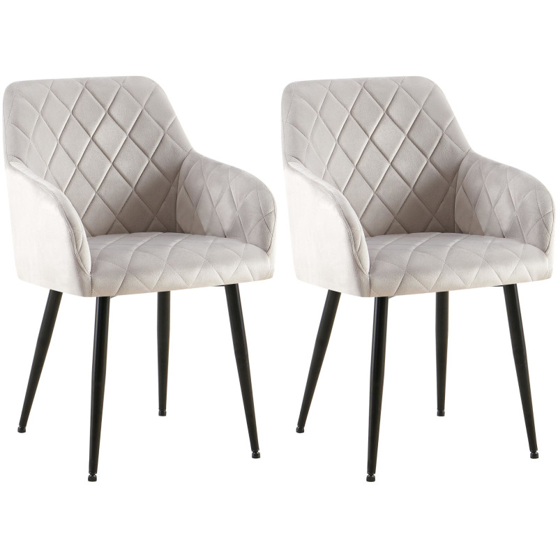 Ensemble de 2 chaises de salle à manger Monett, velours, B, gris