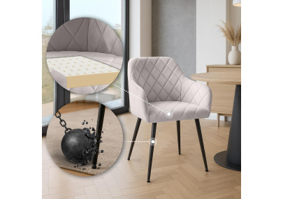 Ensemble de 2 chaises de salle à manger Monett, velours, B, gris