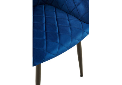Ensemble de 2 chaises de salle à manger Monett en velours bleu foncé