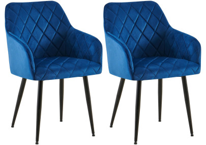 Ensemble de 2 chaises de salle à manger Monett en velours bleu foncé
