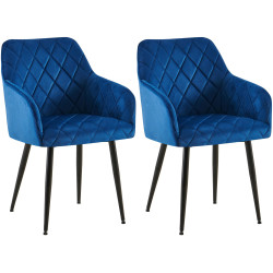 Ensemble de 2 chaises de salle à manger Monett en velours bleu foncé