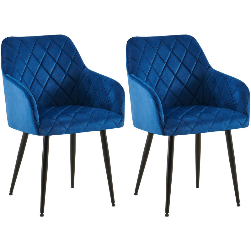 Ensemble de 2 chaises de salle à manger Monett en velours bleu foncé