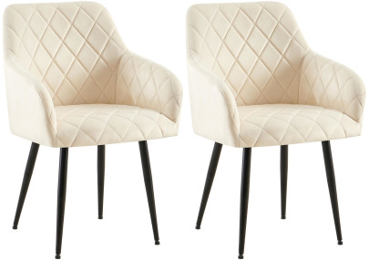 Ensemble de 2 chaises de salle à manger Monett en velours crème B