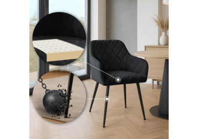 Ensemble de 2 chaises de salle à manger Monett, velours, B, noir