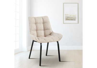 Ensemble de 2 chaises Saranda, tissu noir et ivoire