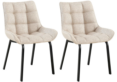 Ensemble de 2 chaises Saranda, tissu noir et ivoire