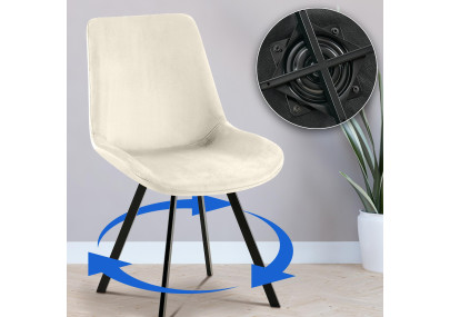 Ensemble de 2 chaises de salle à manger Lewes en velours crème