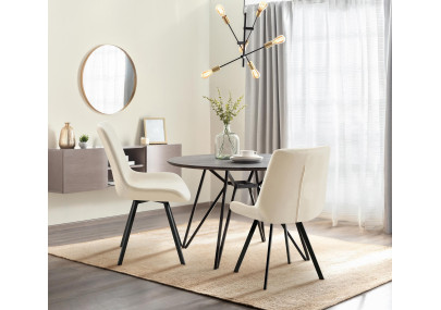 Ensemble de 2 chaises de salle à manger Lewes en velours crème