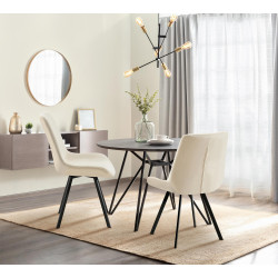Ensemble de 2 chaises de salle à manger Lewes en velours crème