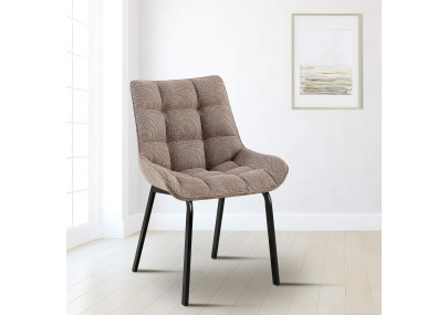 Ensemble de 2 chaises Saranda, tissu noir et marron terre