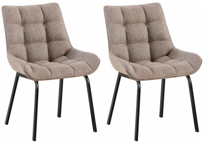 Ensemble de 2 chaises Saranda, tissu noir et marron terre