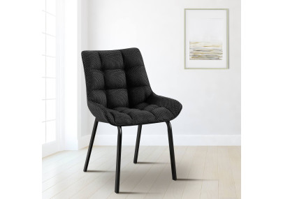 Ensemble de 2 chaises Saranda, tissu noir et gris titane