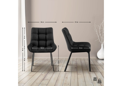 Ensemble de 2 chaises Saranda, tissu noir et gris titane