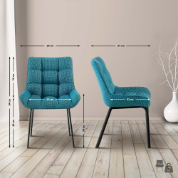 Ensemble de 2 chaises Saranda, tissu, noir/turquoise
