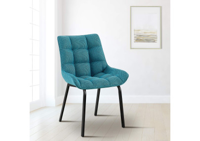 Ensemble de 2 chaises Saranda, tissu, noir/turquoise